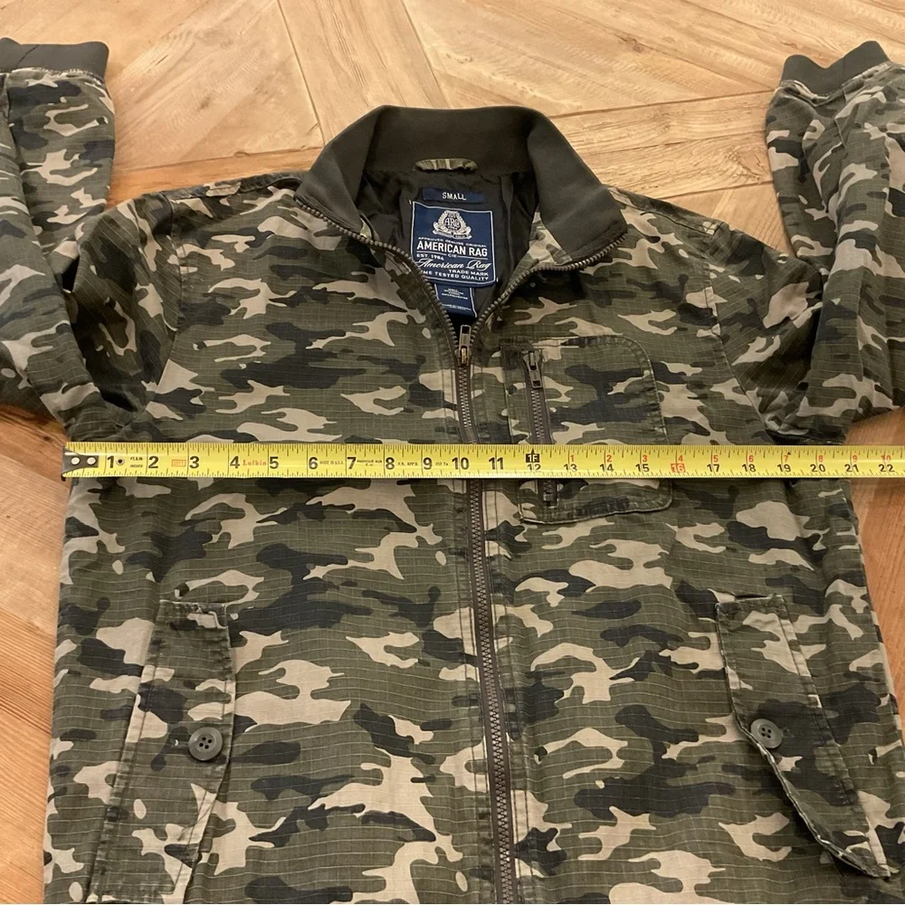 American Rag Camo Jacket Men’s Small Zip Front Utility‎ Style